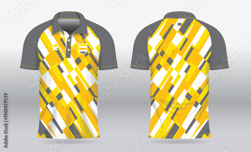 yellow jersey polo shirt mockup template design for badminton, tennis, football or sport uniform in front and back view