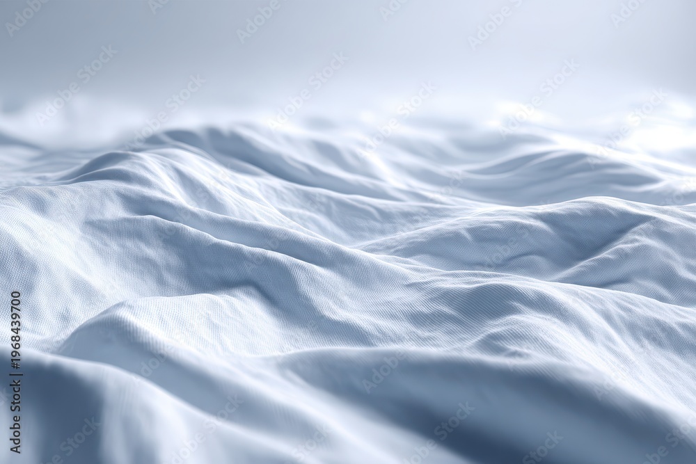 Obraz premium Abstract soft blue fabric waves creating a serene and tranquil flowing texture with gentle light and shadow.
