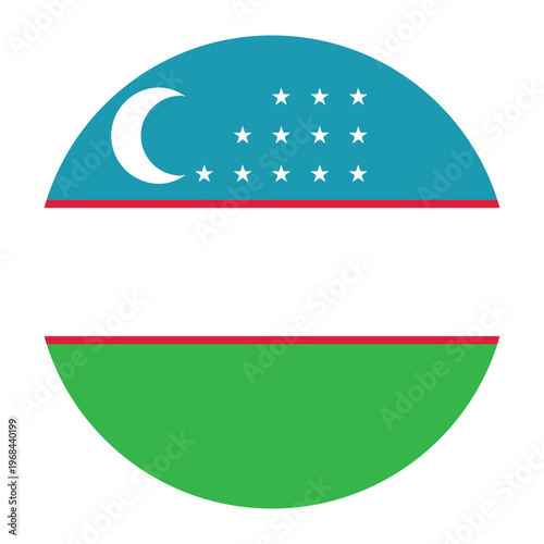 Round flag of Uzbekistan icon isolated on white background.