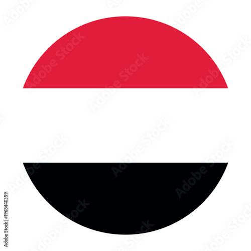 Round flag of Yemen icon isolated on white background.