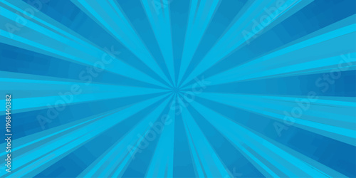 Abstract blue sunburst background with bright light rays and radial starburst pattern in a vector illustration sky design for a summer wallpaper backdrop