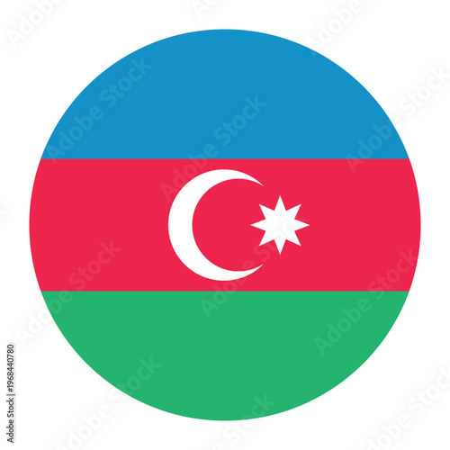 Round flag of Azerbaijan icon isolated on white background.