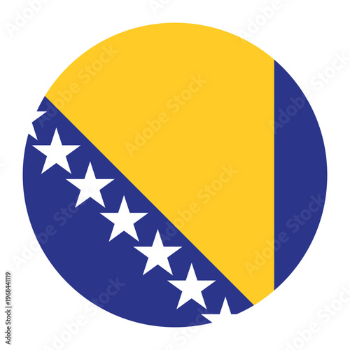 Round flag of Bosnia and Herzegovina icon isolated on white background.