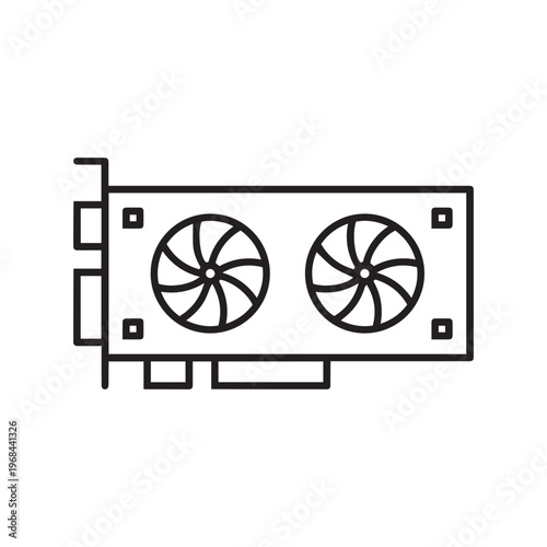 dual fan gpu line icon with editable stroke
