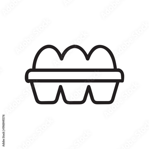 Simple outline icon illustrating a six cell egg carton container perfect for grocery or food related themes
