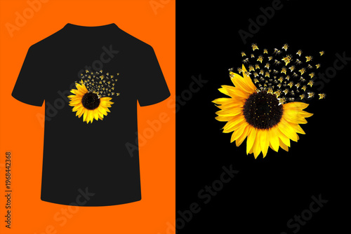 Bumble bee. Honey Bees. bee Lover. Sunflower. Yellow Flowers T-Shirt