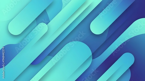 Abstract background with overlapping geometric shapes in gradient shades of blue and teal