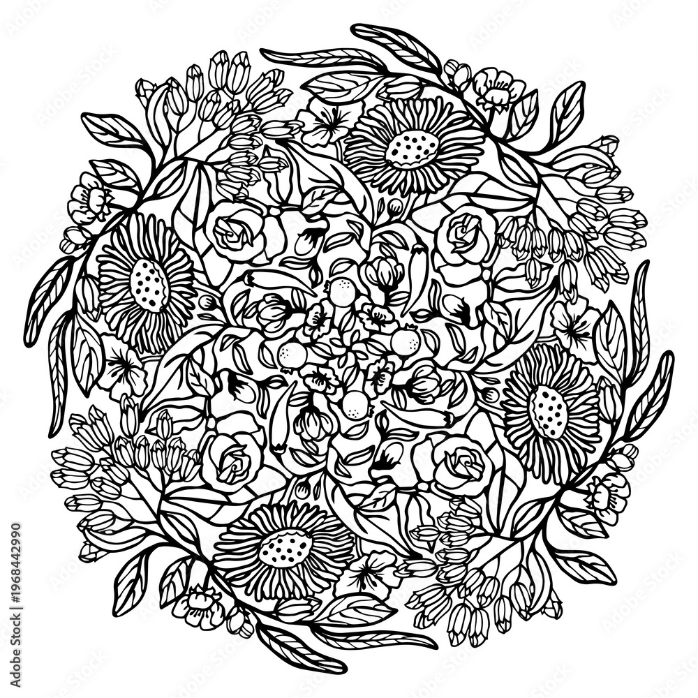 Fototapeta premium wild blossom mandala