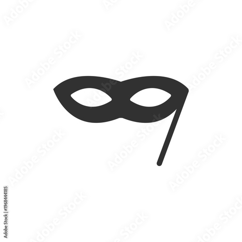 Carnival mask icon. Masquerade party and festival costume concept. Monochrome black and white symbol