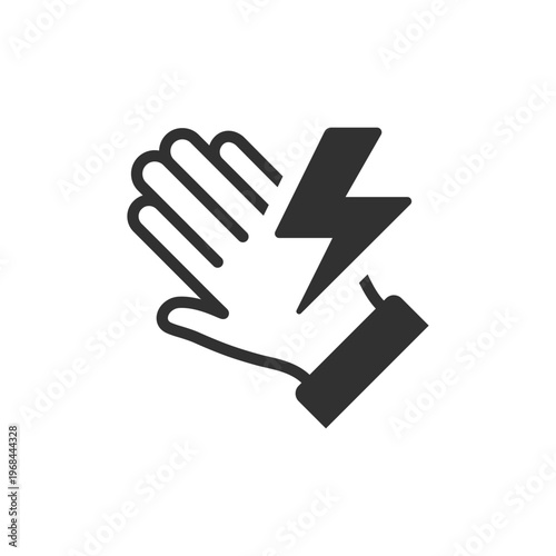 Electric shock warning icon. Electrical hazard and safety risk. Monochrome black and white symbol