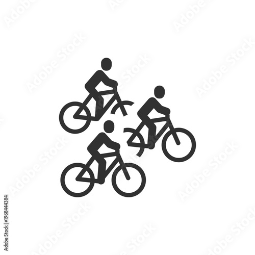 Group cycling team icon. Sport training and cycling competition concept. Monochrome black and white symbol