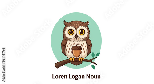 Brown Owl Sitting on Branch.