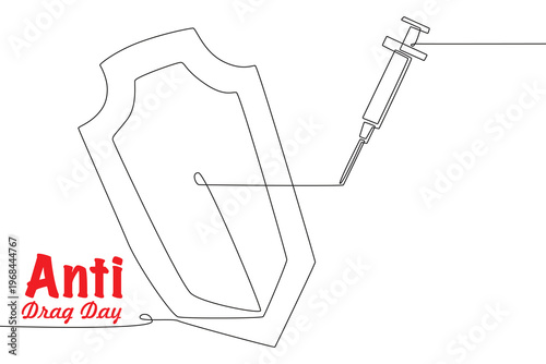 Anti drug day concept one-line drawing