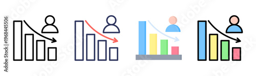 Churn Rate icon set multiple style collection