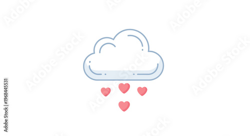 Hearts falling from cloud.