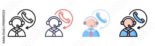 Customer Support icon set multiple style collection