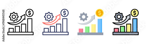 Revenue Growth icon set multiple style collection