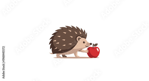 Hedgehog with red apple.