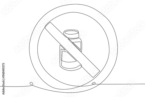 Anti drug day concept one-line drawing