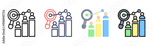 Market Research icon set multiple style collection