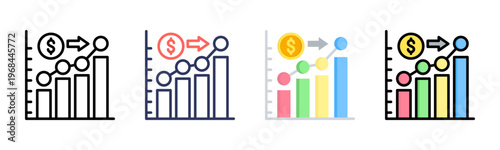 Forecasting icon set multiple style collection
