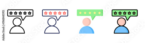 Review icon set multiple style collection