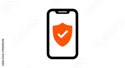 Mobile Phone Security Checkmark Icon.