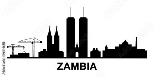 City skyline with buildings and cranes in Zambia urban landscape