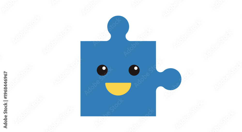 Obraz premium Smiling Blue Puzzle Piece Face.
