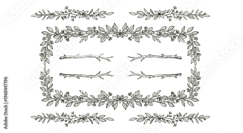 Vintage floral leaf border frame.