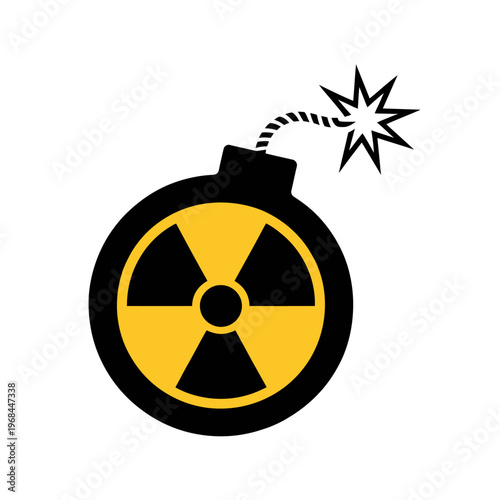 Exploding radioactive hazard symbol on transparent background illustration