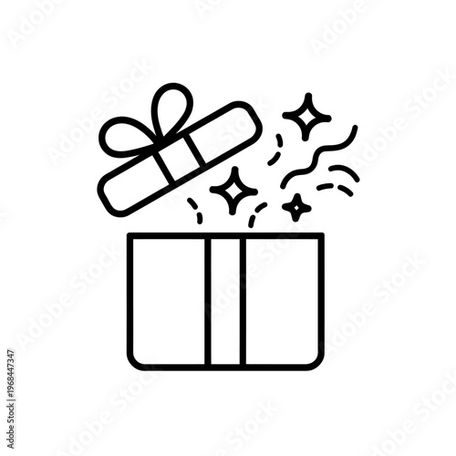 Gift box with ribbon and sparkles illustration for celebration design