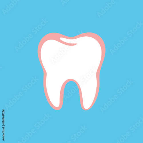 Simple isolated tooth graphic on light blue background design