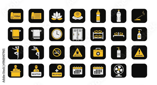Hotel and Hospitality Service Icons Set in Bright Studio