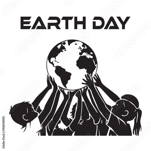 Diverse group of children holding hands around the Earth symbolizing global unity and friendship perfect for educational and international concepts