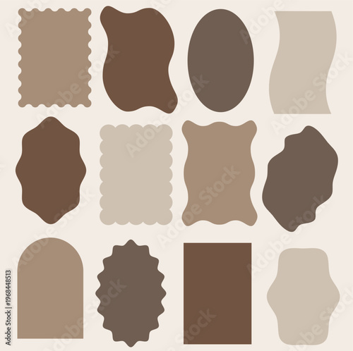 Set of frames with different shapes - organic, scallopped and wavy vector collection