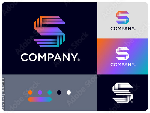 S monogram. Letter S geometry icon consists of some interwoven strips. Abstract logo. Identity.