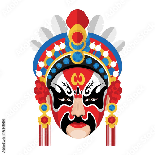 Opera Mask Vector Illustration with Traditional Design
