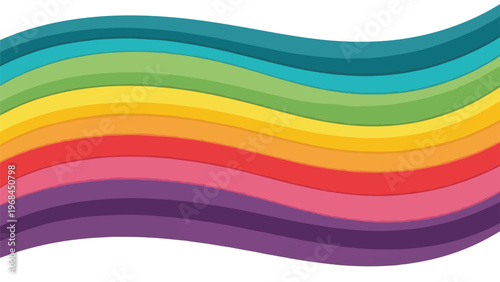Colorful, curved bands of spectrum colors, floating on a white background