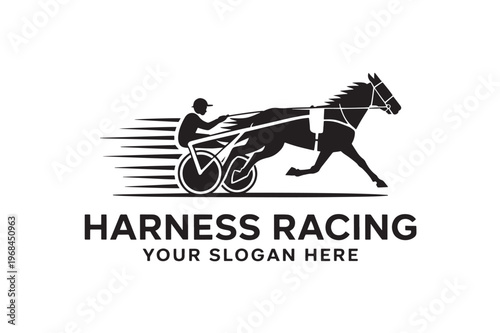 Harness racing logo design black silhouette