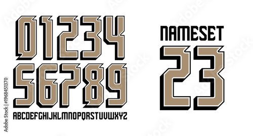 MODERN SHARP UNIQUE NUMBER SET NAME SET LUXURY RETRO MODERN VINTAGE NAMESET FOR JERSEY	
