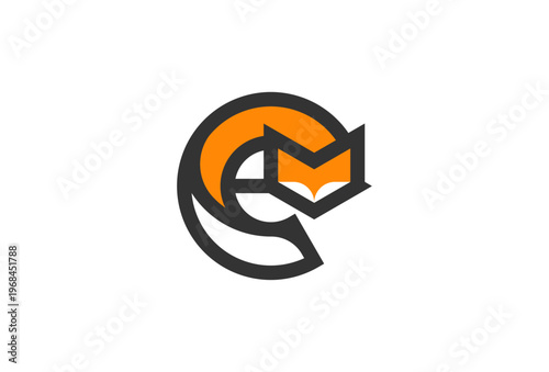 Letter E Fox Logo, Fox with Letter E combination, Fox Logo Design, vector illustration