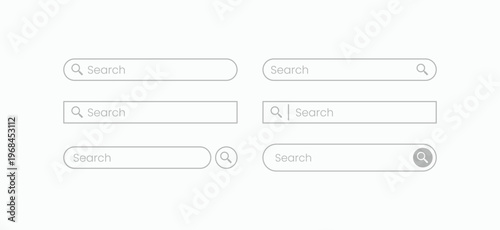 Minimalist search bars with magnifying glass icons. Clean design suits digital interfaces or web forms. Neutral tones evoke simplicity and clarity. No people, animals, or plants present in the frame