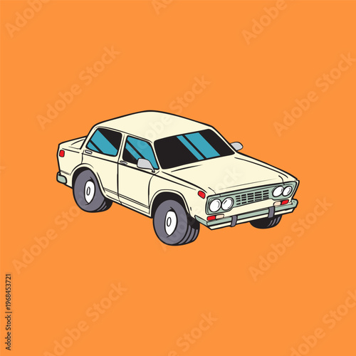 Soviet off-road car illustration. Volga. Trendy vector illustration.