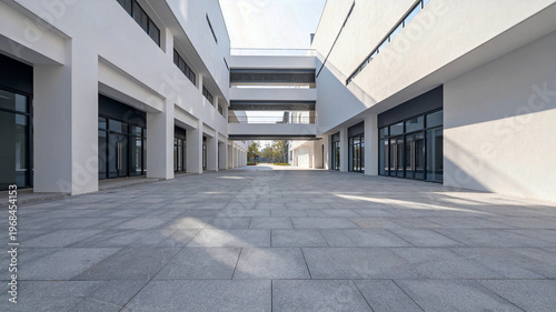 Modern White Architectural Complex with Courtyard