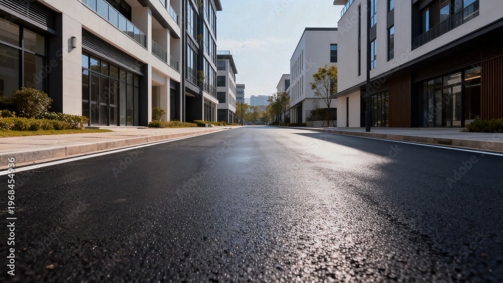 Obraz premium Modern Urban Street with Contemporary Buildings