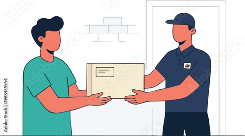 Delivery Man Handing Parcel to Customer