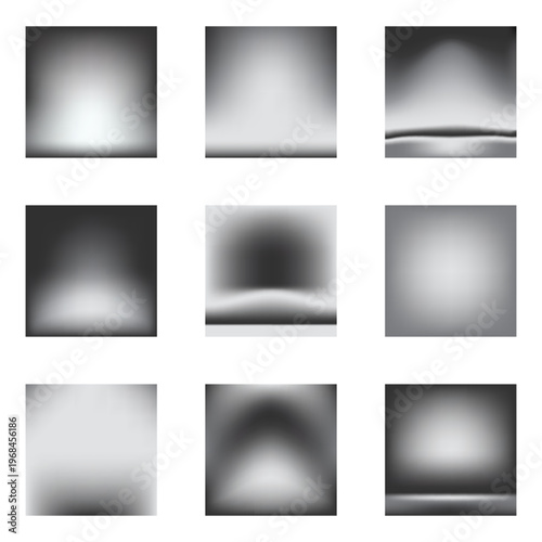 Abstract Blue Spotlight Stage Background Collection with Radial Gradient and Floor Reflection