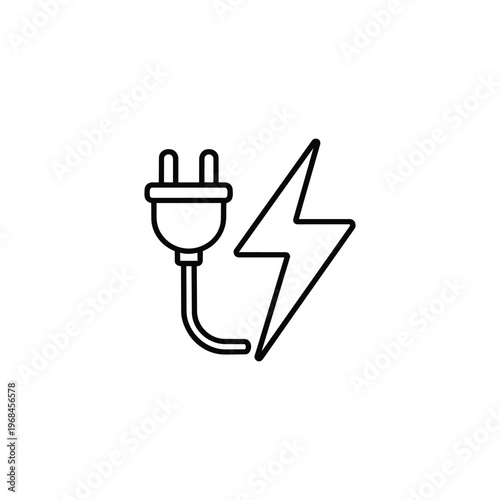Electrician profession icon black and white electrician power plug and lightning vector electrician symbol