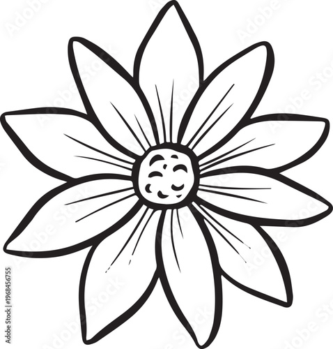 Simple floral flower heads wildflower outline clipart vector illustration